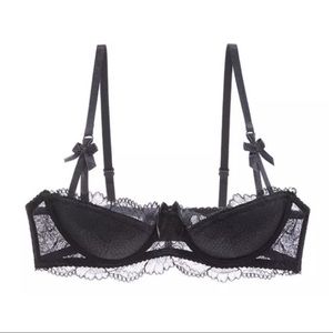 Luxe Black French Lace Half Cup Demi Padded Bra